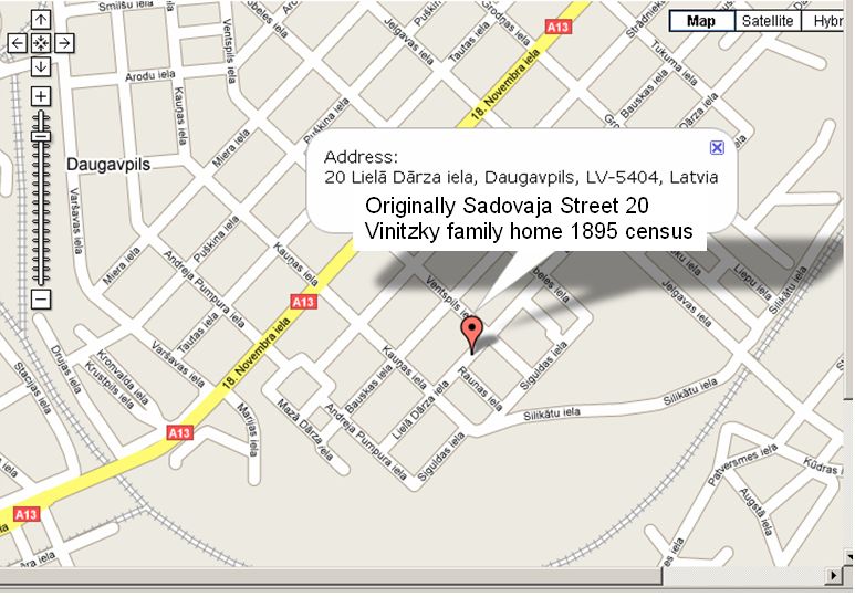 Sadovaja Str 20 Daugavpils Latvia-Vinitzky home 1895